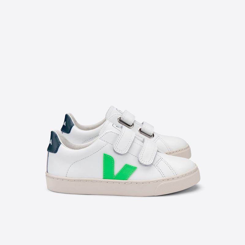 Tenis Veja Niños Outlet - Esplar Velcro Zapatillas Blancas Cuero ES2579158